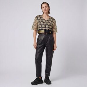 Veste 3 bandes avec dentelles dorée reworked et upcyclée par Aliona Sama