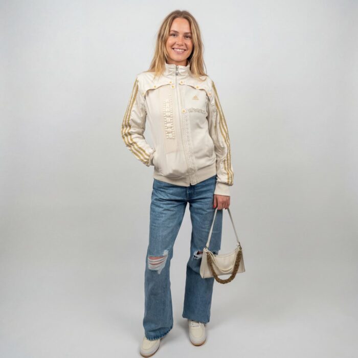 Veste aux 3 bandes & fleurs upcyclée par aliona Sama